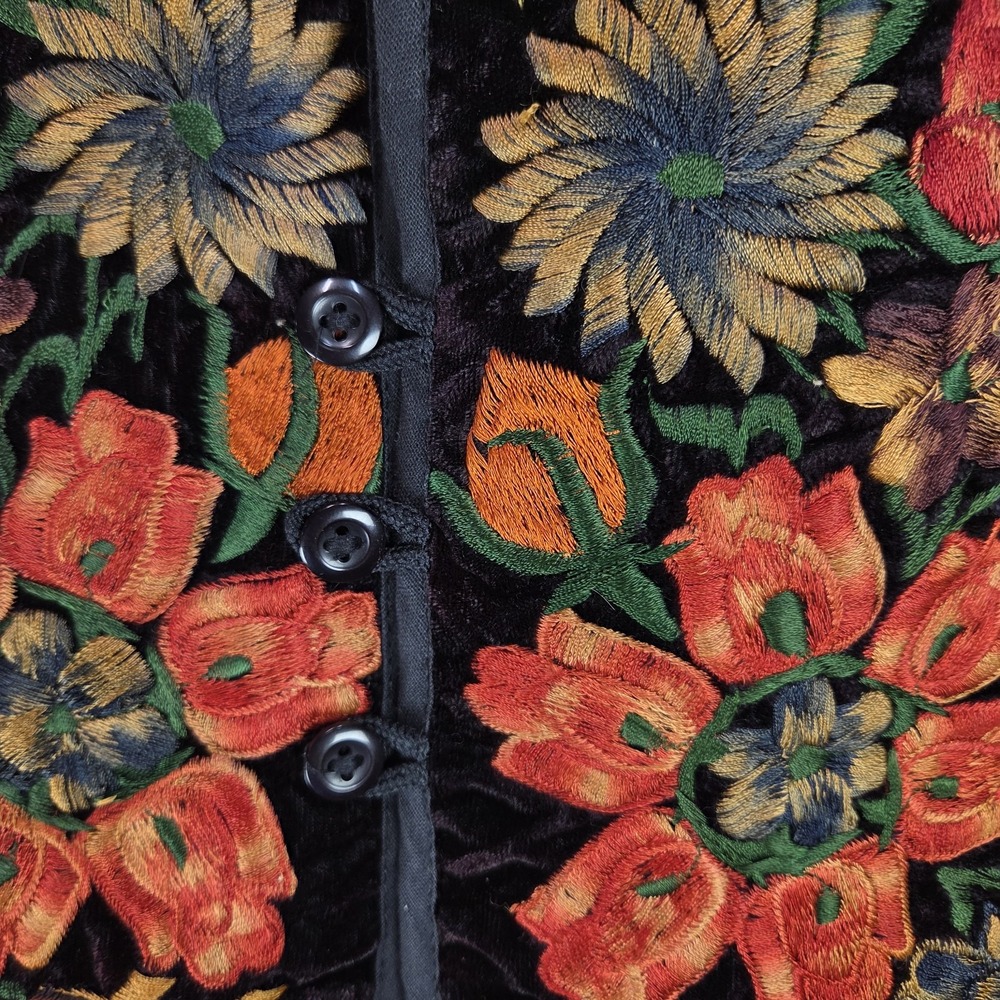 VTG Guatemala Hand Embroidered Floral Vest Ruth Y Nohemi Womens Med Cottage - Picture 9 of 9